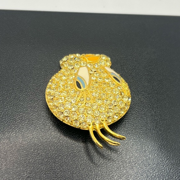 Warner Bros Tweety Bird Head Face Brooch Pin Rhinestones Gold Tone yellow - Picture 4 of 12